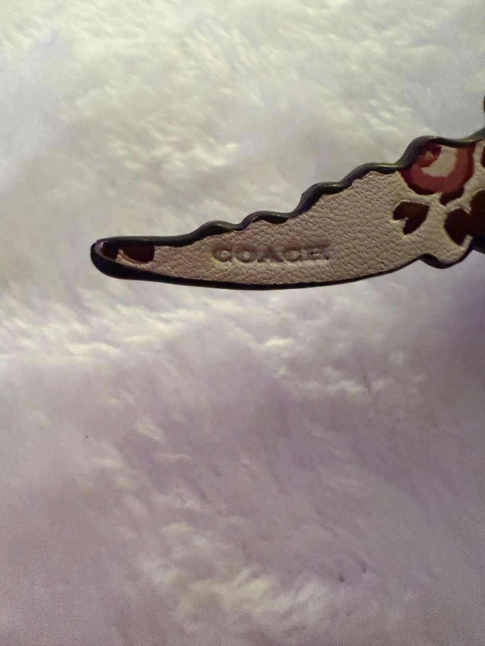 Coach RARE Rexy Dinosaur Leather Keychain With Floral Print & Faux Fur MOHAWK Ha - Picture 4 of 6